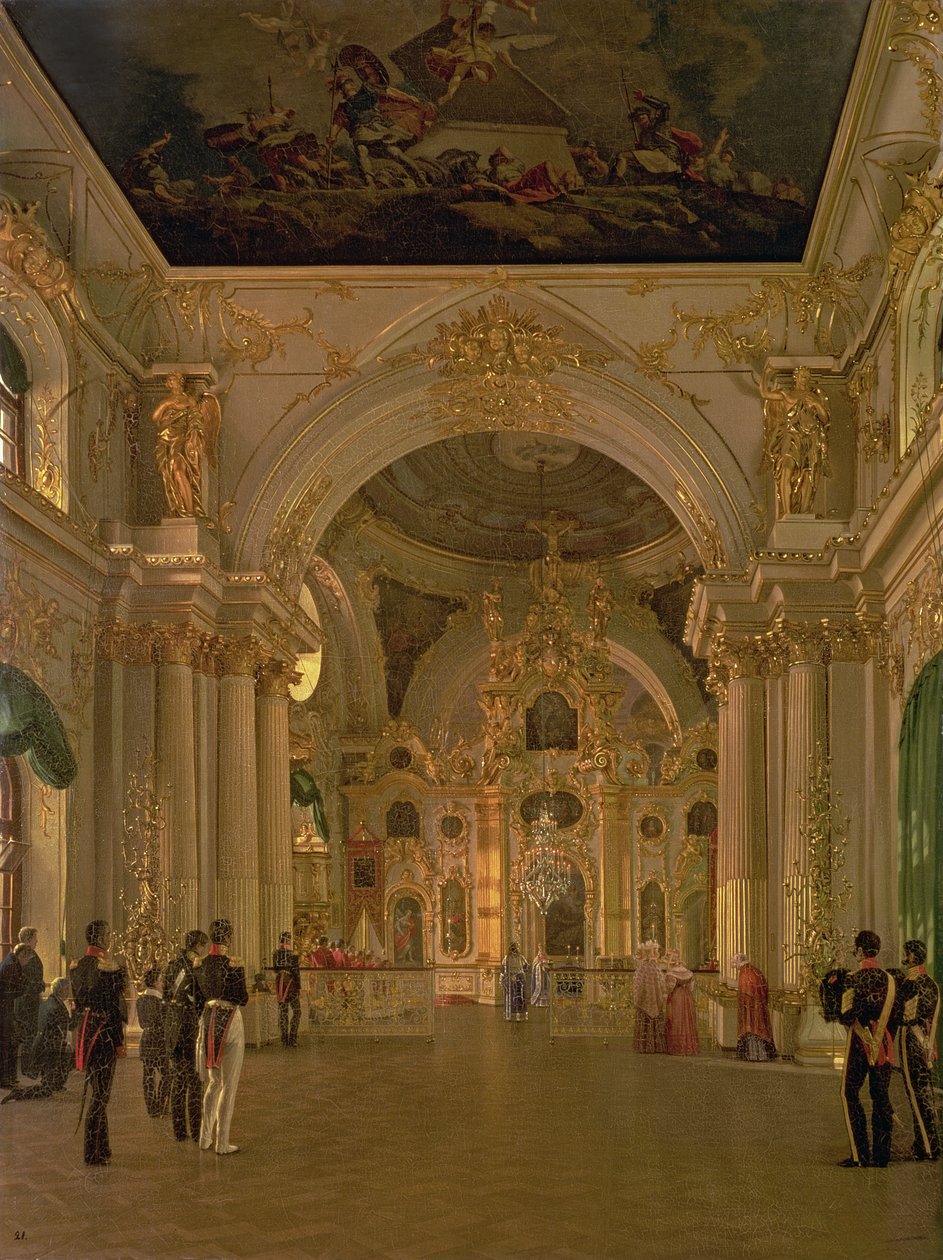 Interiør av den store kirken i vinterpalasset, 1829 av Alexei Vasilievich Tyranov