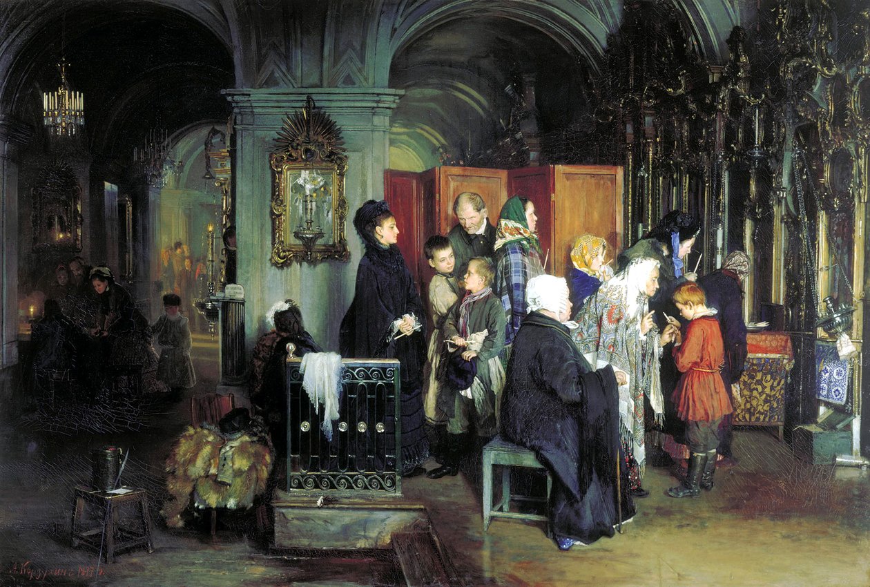 Før skriftemålet, 1877. av Alexei Ivanovich Korzukhin