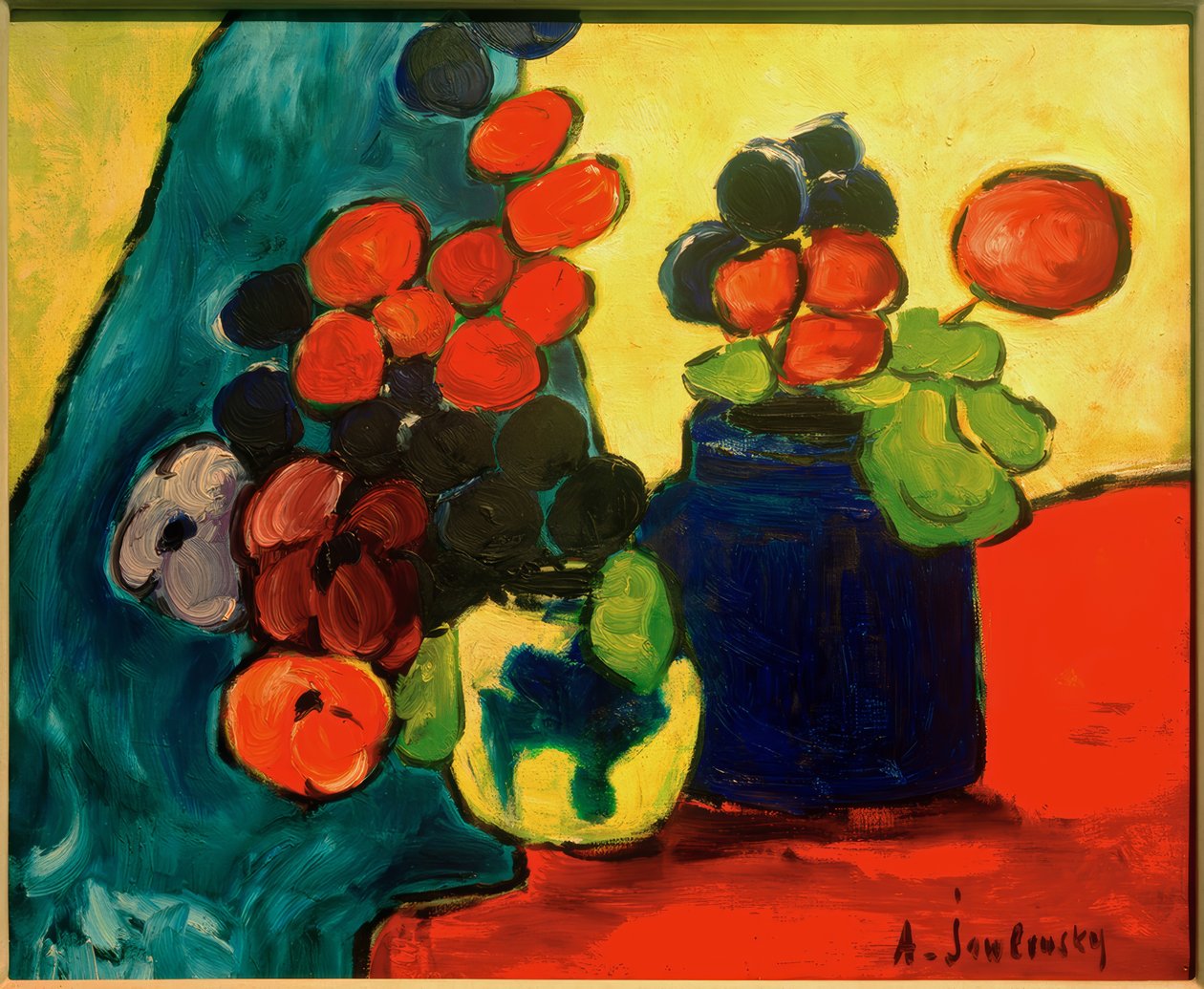 På en rød klut av Alexej von Jawlensky