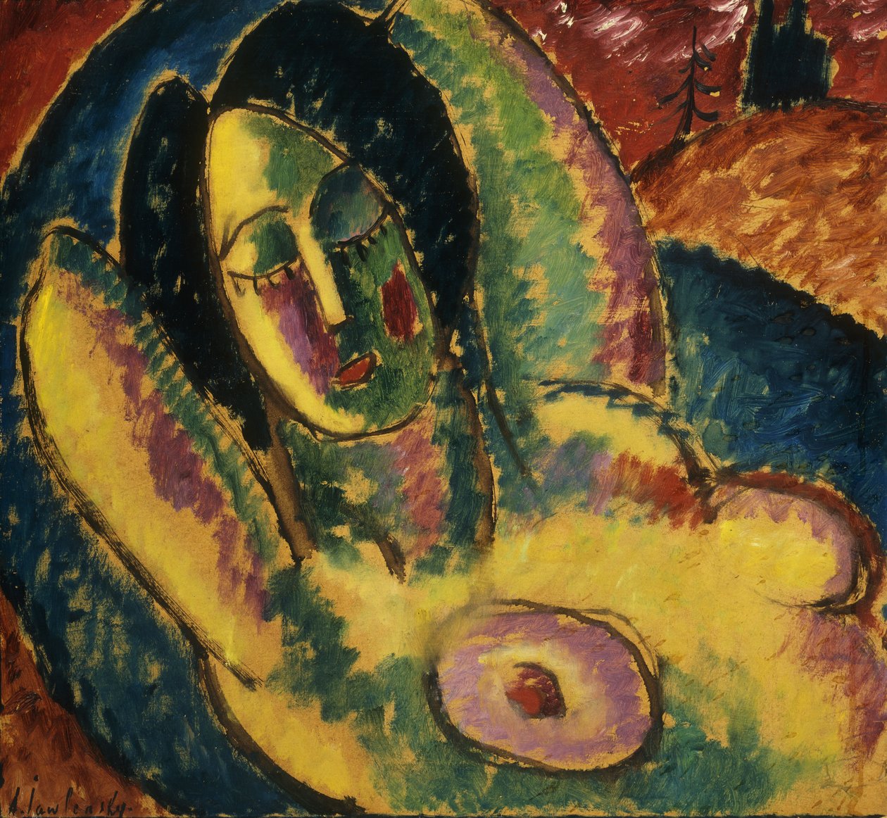 sover; Sovende, 1912 av Alexej von Jawlensky