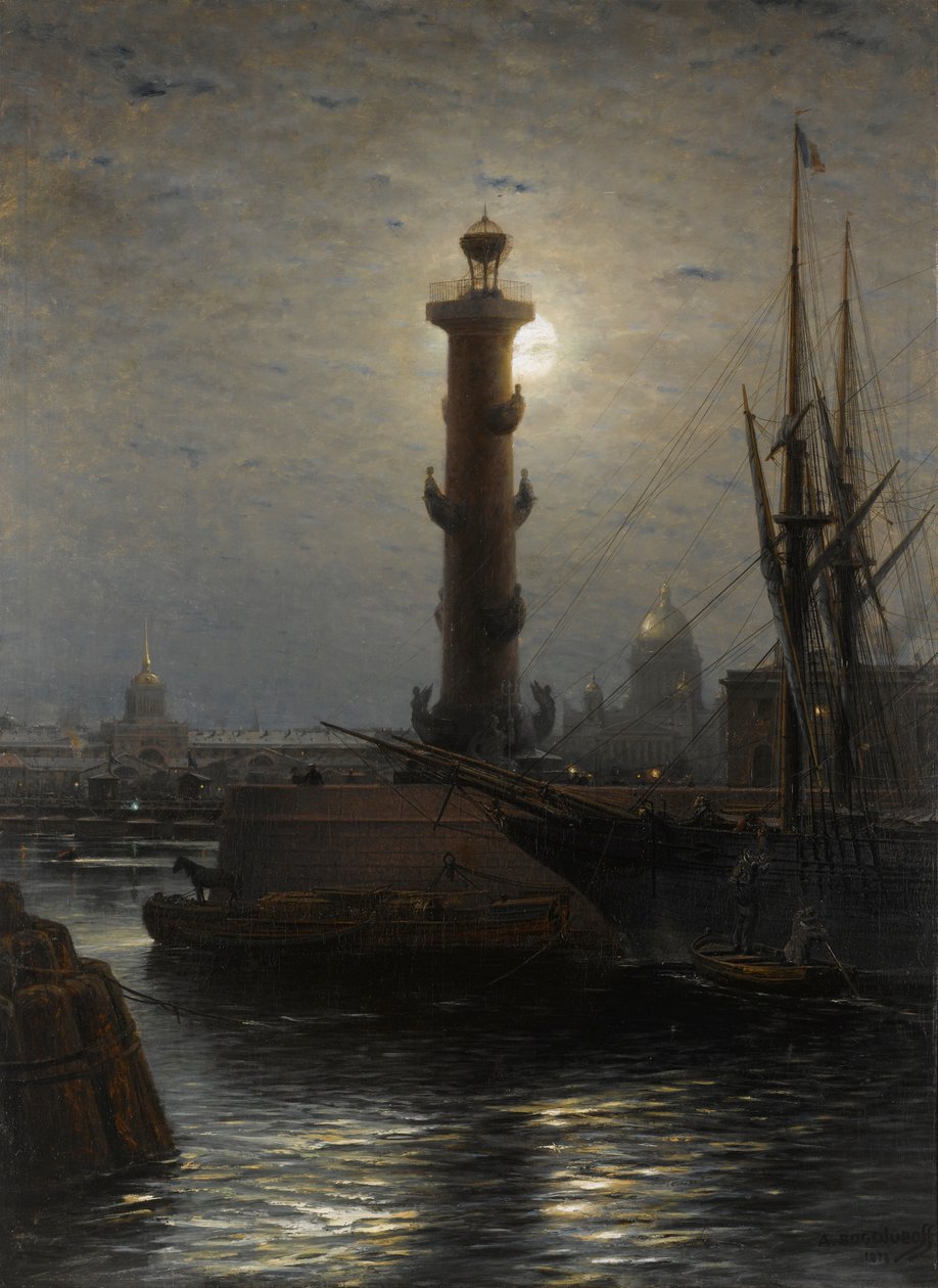 Rostral -kolonnen nær børsen, St. Petersburg. av Alexey Bogolyubov