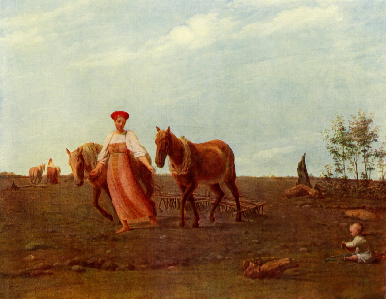 I den pløyde marken. Vår, 1820-årene, 1965. av Alexey Venetsianov