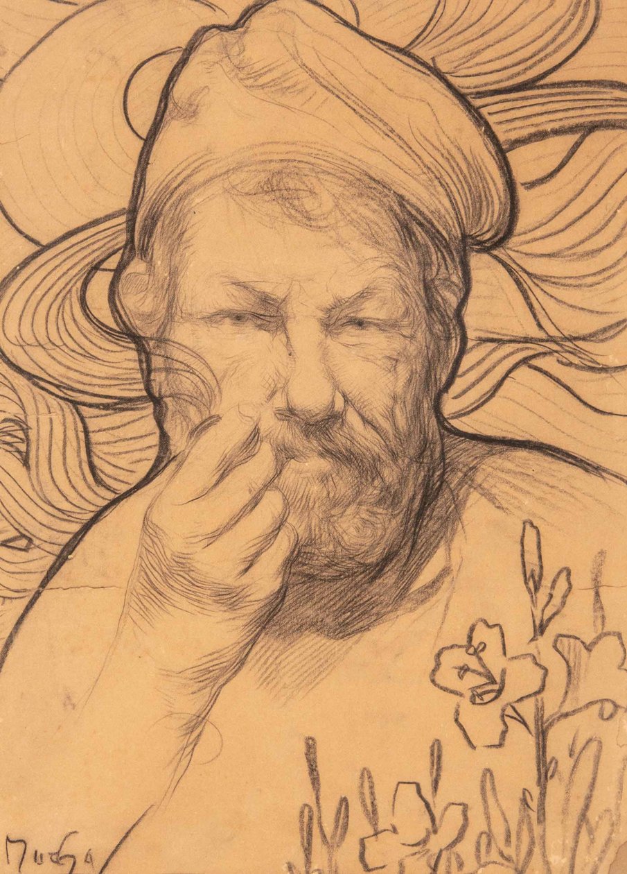 Selvportrett, 1900-1910-tallet. av Alfons Marie Mucha