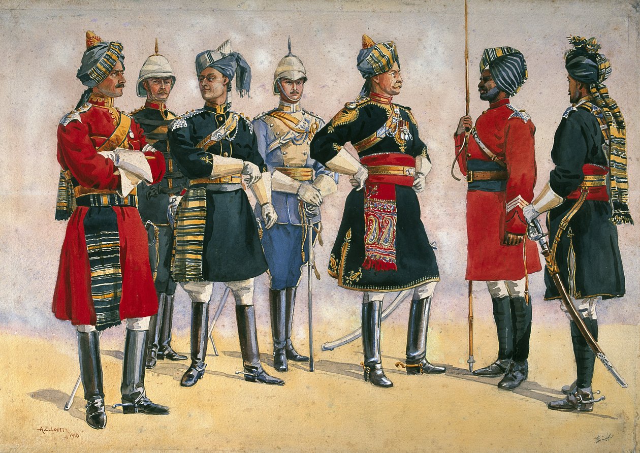 Britiske offiserer, Indian Army, illustrasjon for 