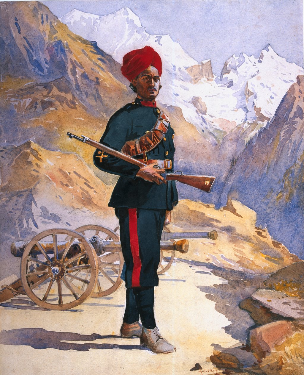 Gunner of the Mountain Battery, Punjabi Musalman, illustrasjon for 