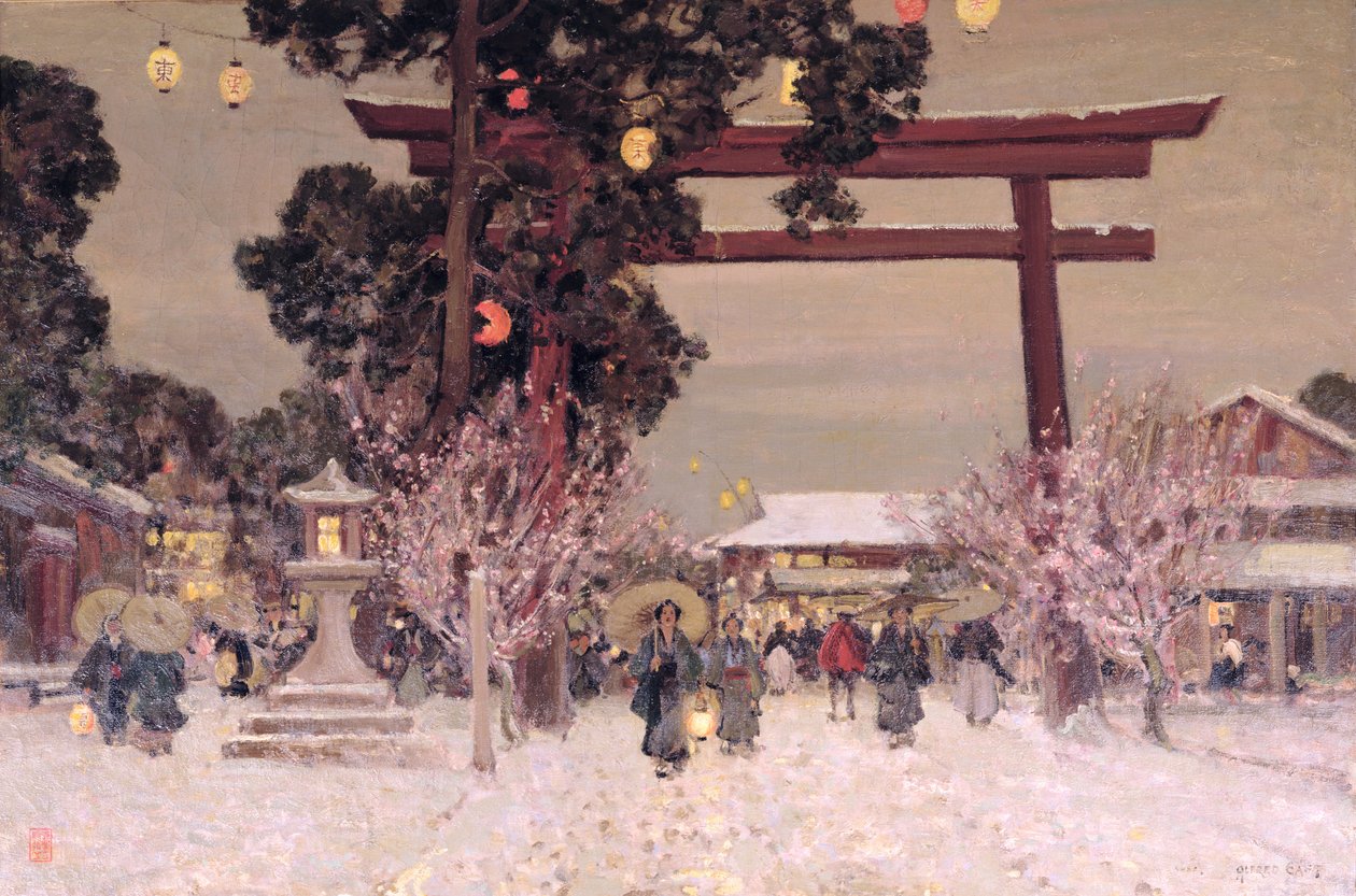 Utsikt over en Shinto-helligdom, ca. 1889 av Alfred East