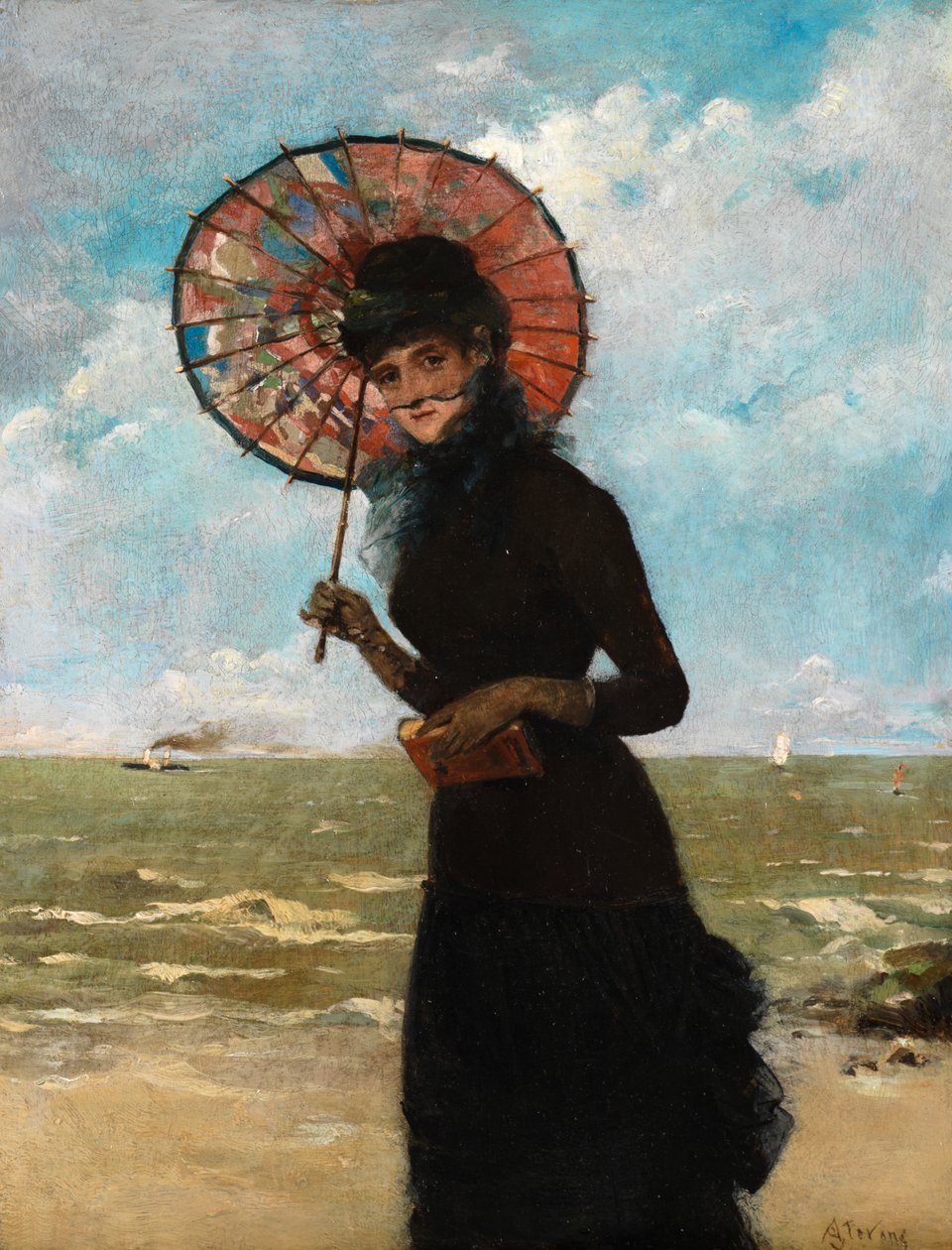 Promenade ved havet av Alfred Emile Stevens