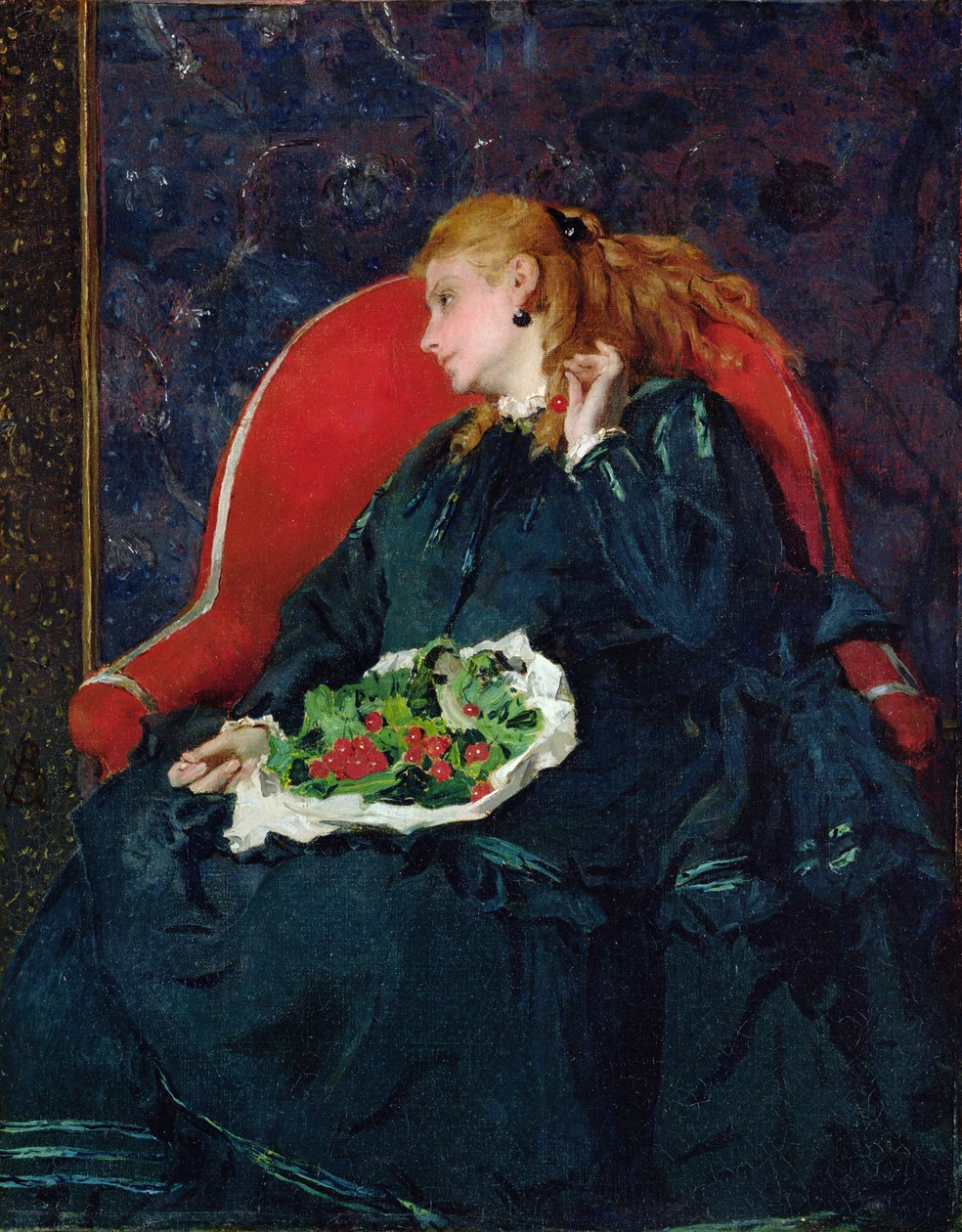 Kvinne med kirsebær av Alfred Emile Stevens