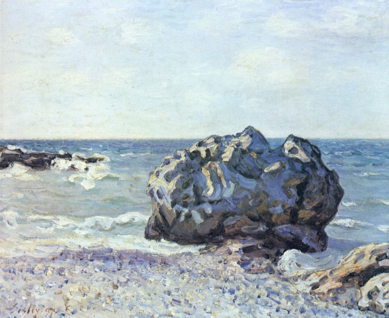 Langlandbukta med steiner av Alfred Sisley