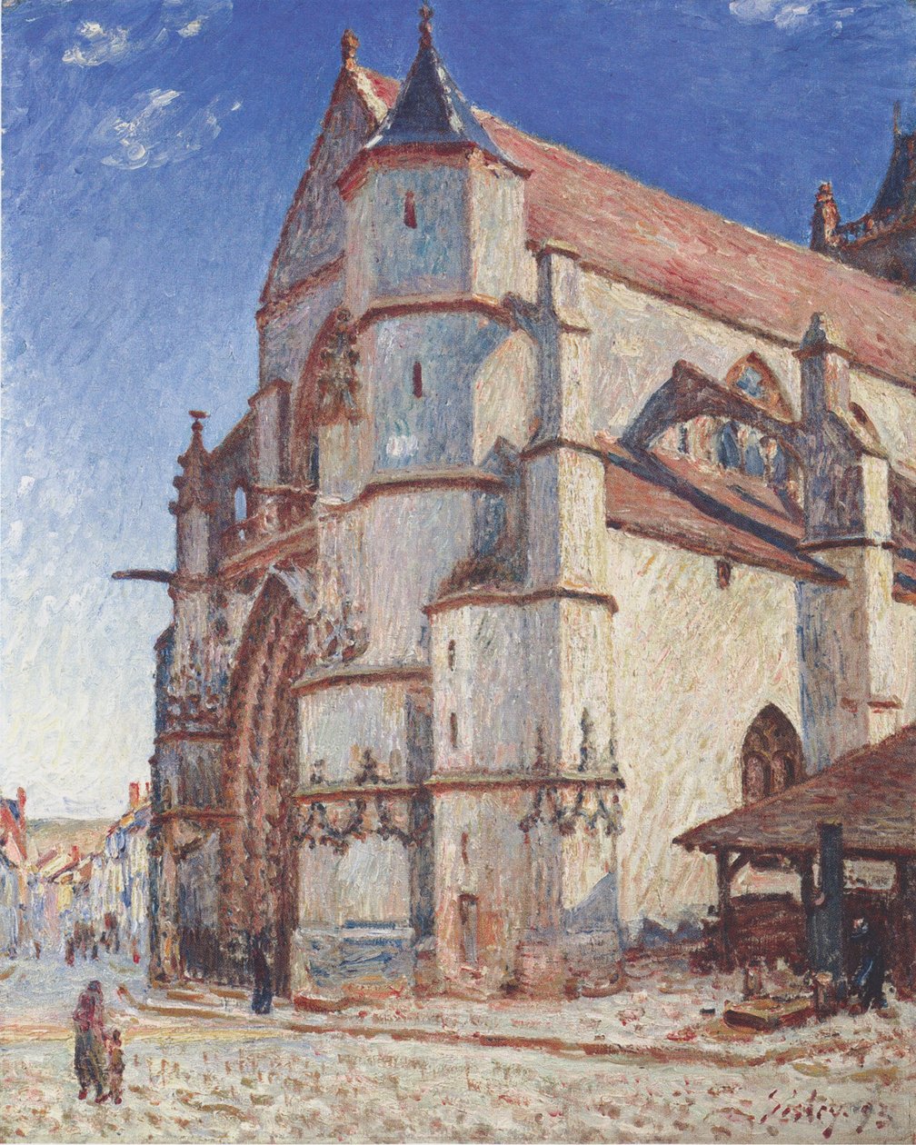Moret -kirken ved daggry av Alfred Sisley