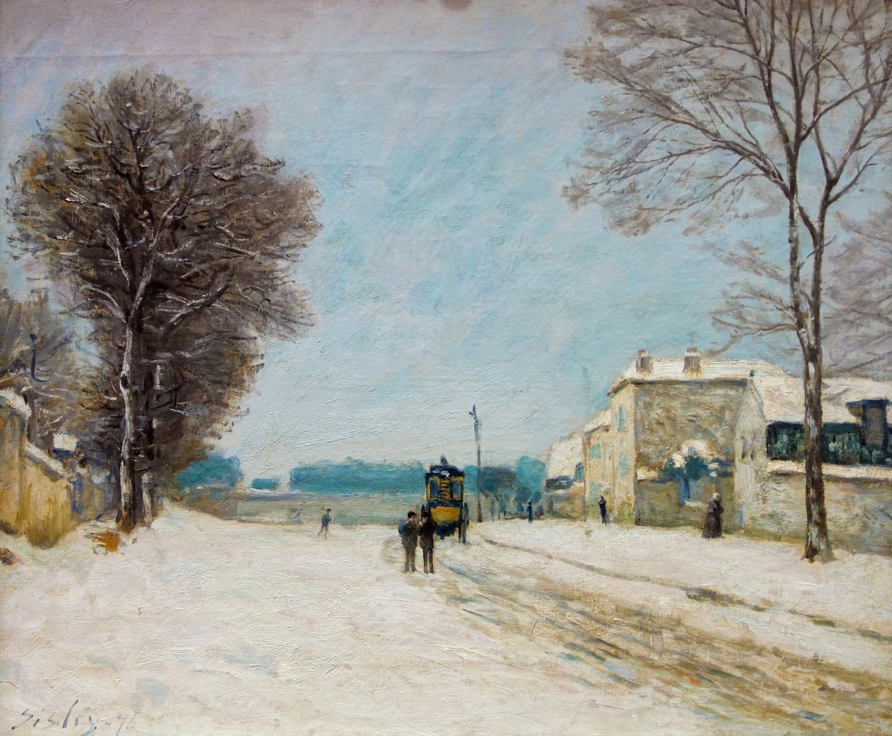 Om vinteren, snøeffekt på Palais des Beaux-Arts i Lille. av Alfred Sisley