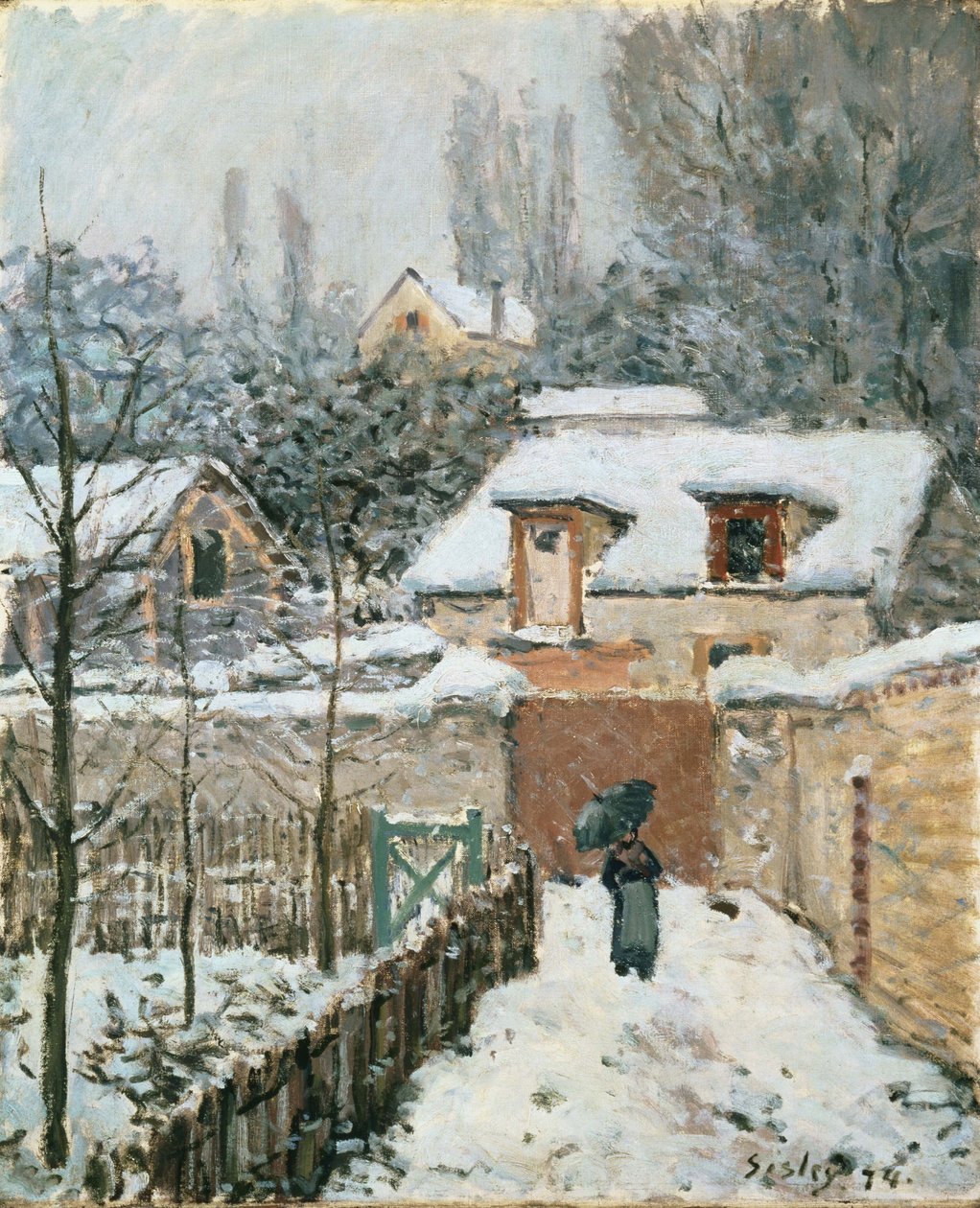 Snø på Louveciennes av Alfred Sisley