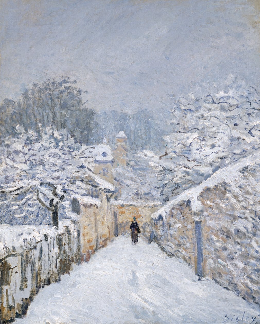 Snø på Louveciennes, 1878 av Alfred Sisley