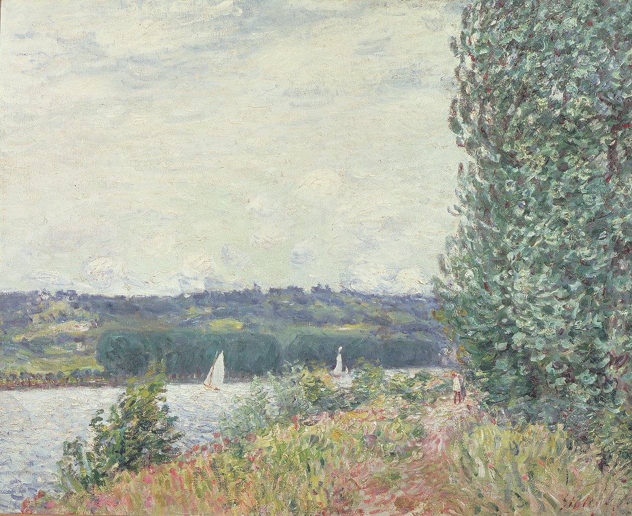 Seinen ved Bouille, et vindkast, 1894 av Alfred Sisley