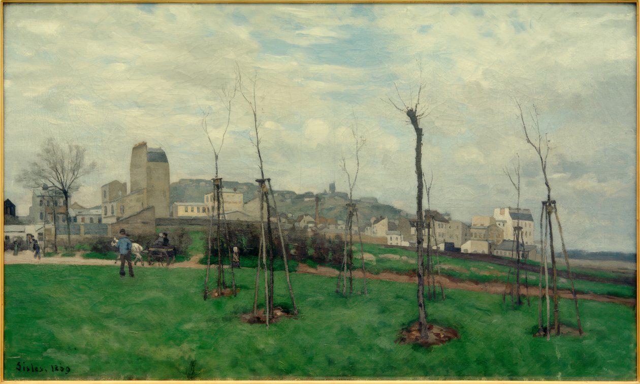 Utsikt over Montmartre fra blomsterbyen i Batignolles av Alfred Sisley