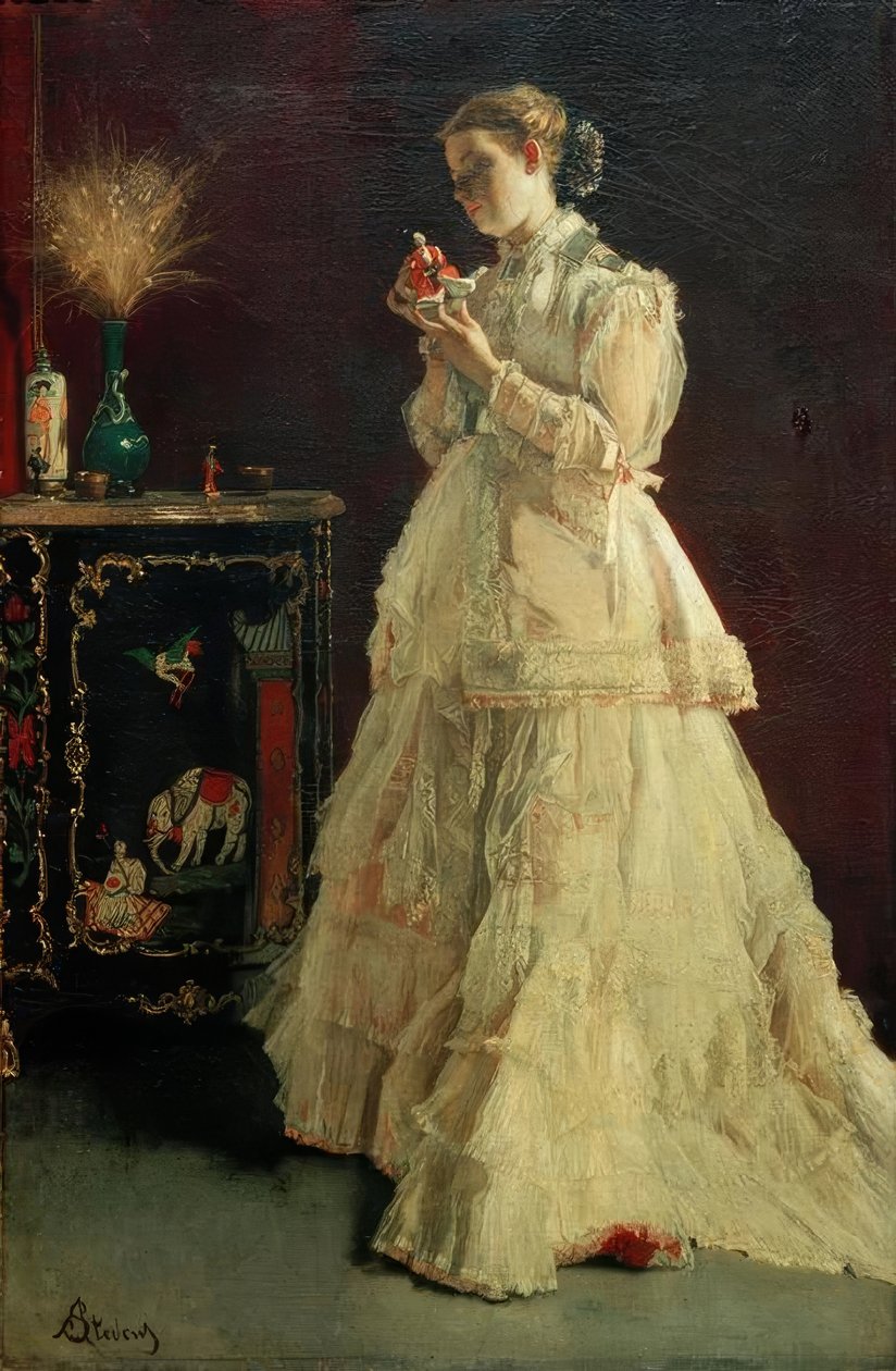 A.Stevens, Die Dame in Rosa av Alfred Emile Stevens