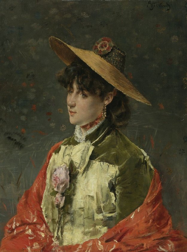 Kvinne i stråhatt av Alfred Emile Stevens