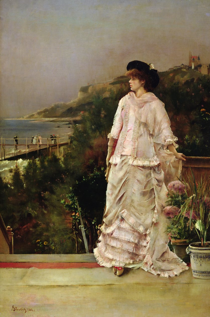 Kvinne på en terrasse, 1882 av Alfred Emile Stevens