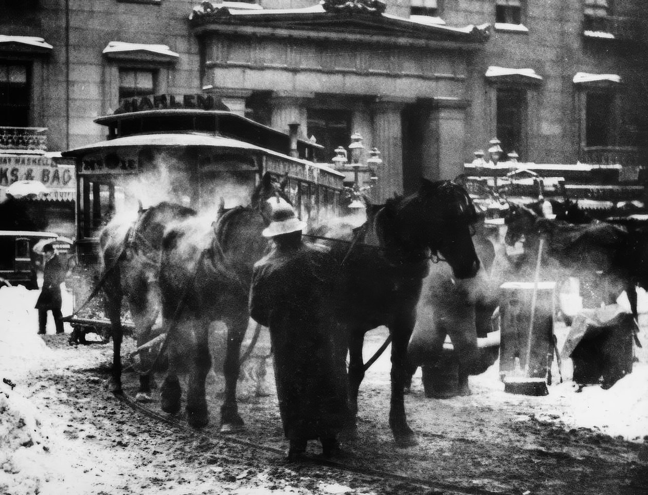 Hestetrukket trikk i New York, 1892 / foto. av Alfred Stieglitz
