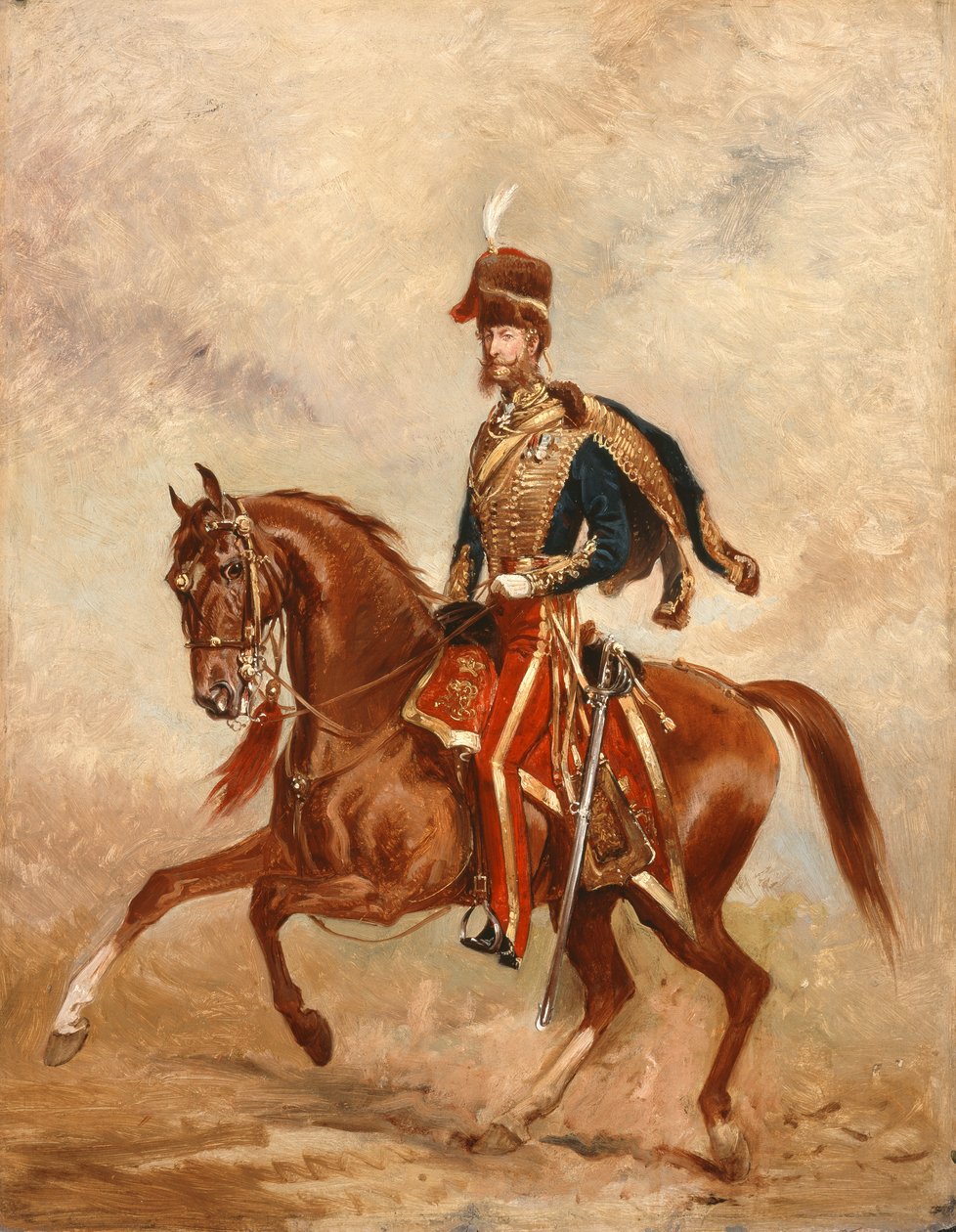Oberstløytnant James Thomas Brudenell (1797-1868) 7. jarl av Cardigan, ca. 1854 (olje på kvernbrett) av Alfred de Prades