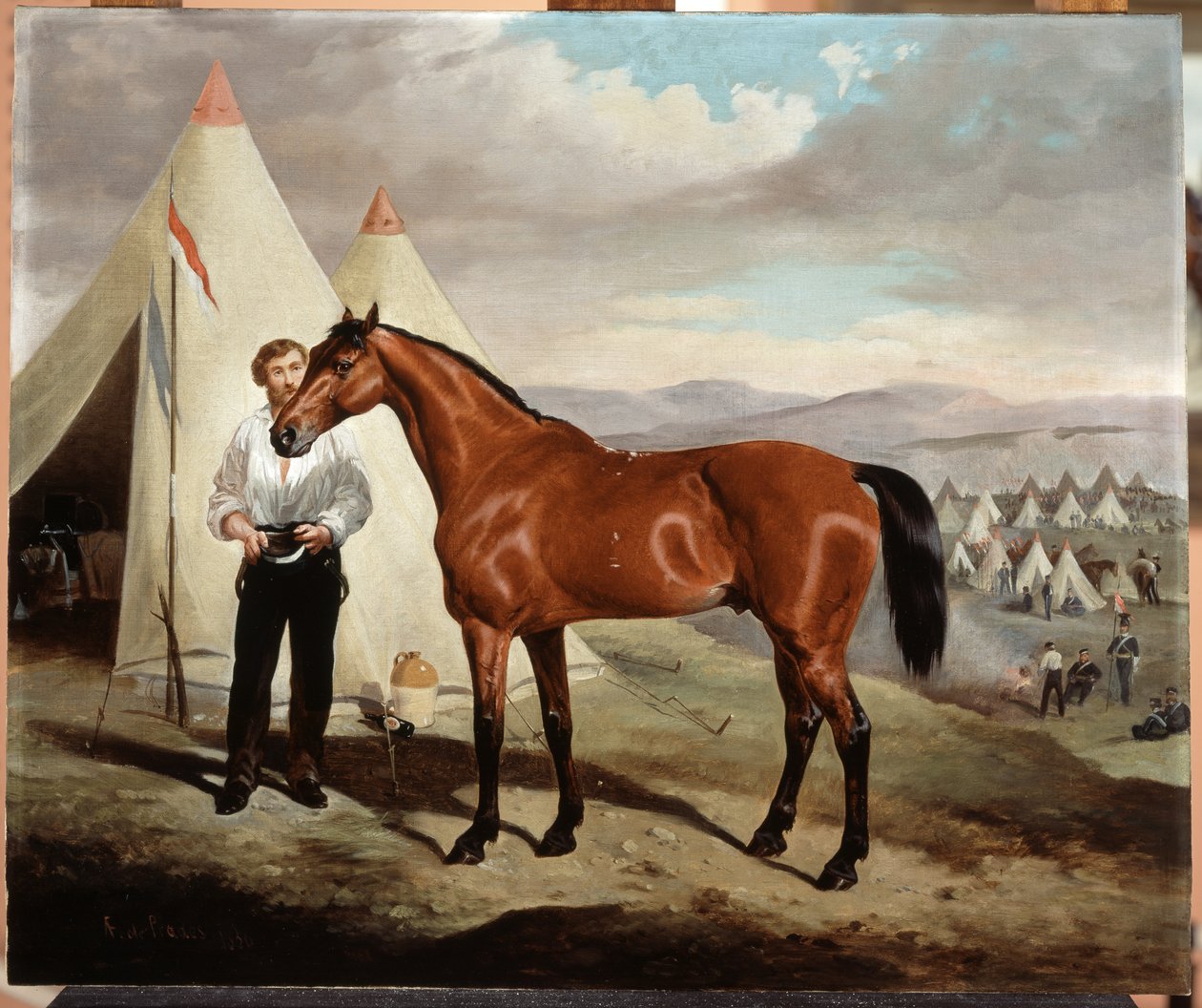 Sir Briggs, hest til Lord Tredegar (1831-1913) av de 17. Lancers, i leiren på Krim 1854, 1856 av Alfred de Prades