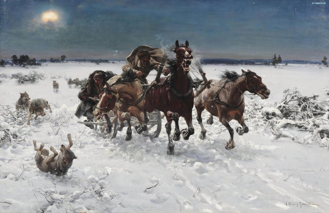 Jakt på ulv av Alfred von Wierusz Kowalski