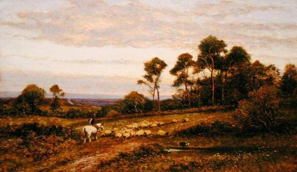A Surrey Pasture (olje på lerret) av Alfred Augustus Glendening