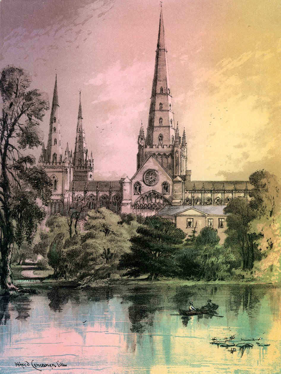 Lichfield Cathedral, Staffordshire, c1870 av Alfred Concanen
