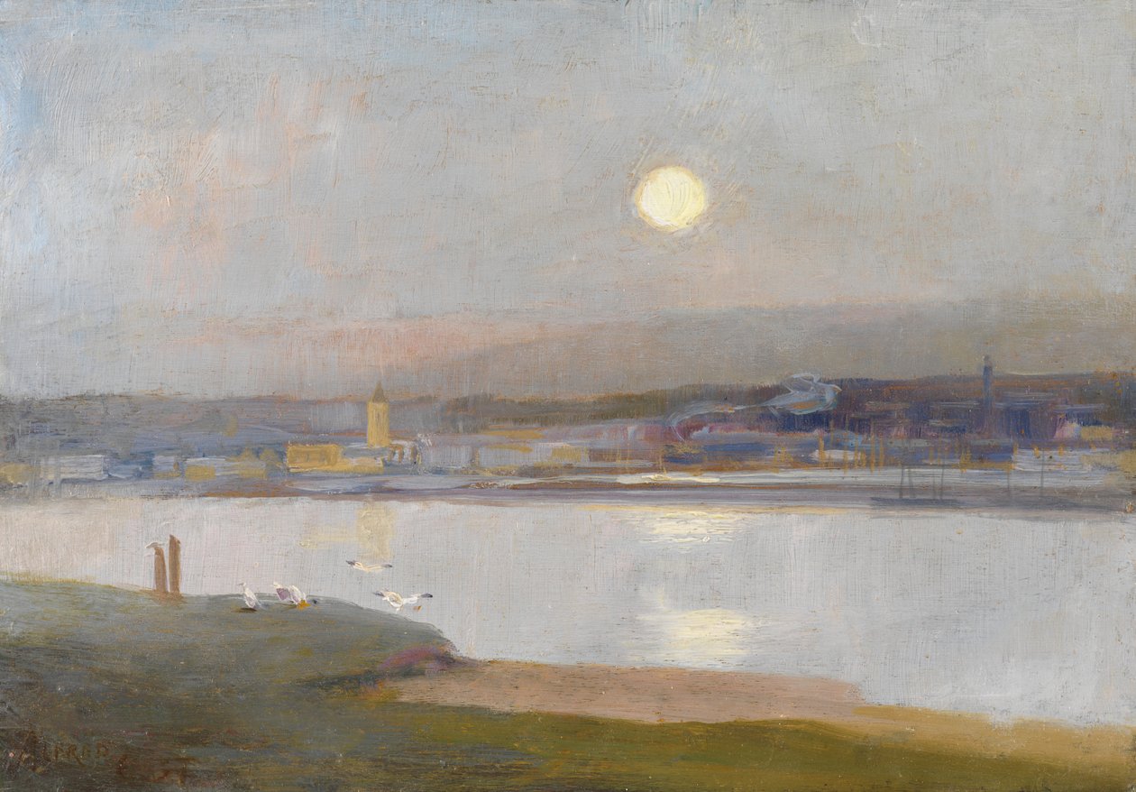 Moonrise Over Hayle, fra Lelant, ca. 1892 av Alfred East
