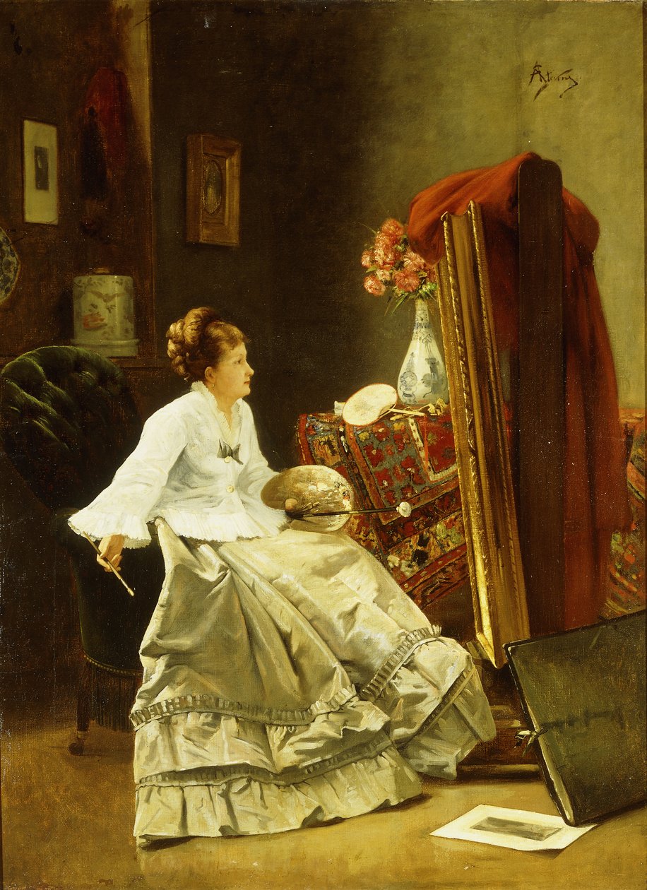 Kunstner på jobb av Alfred Emile Stevens