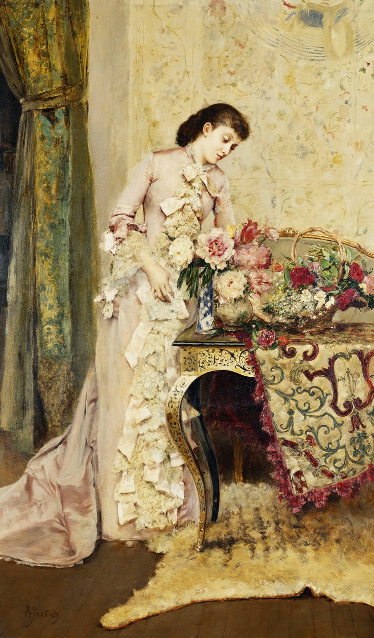 blomsterarrangement, av Alfred Emile Stevens