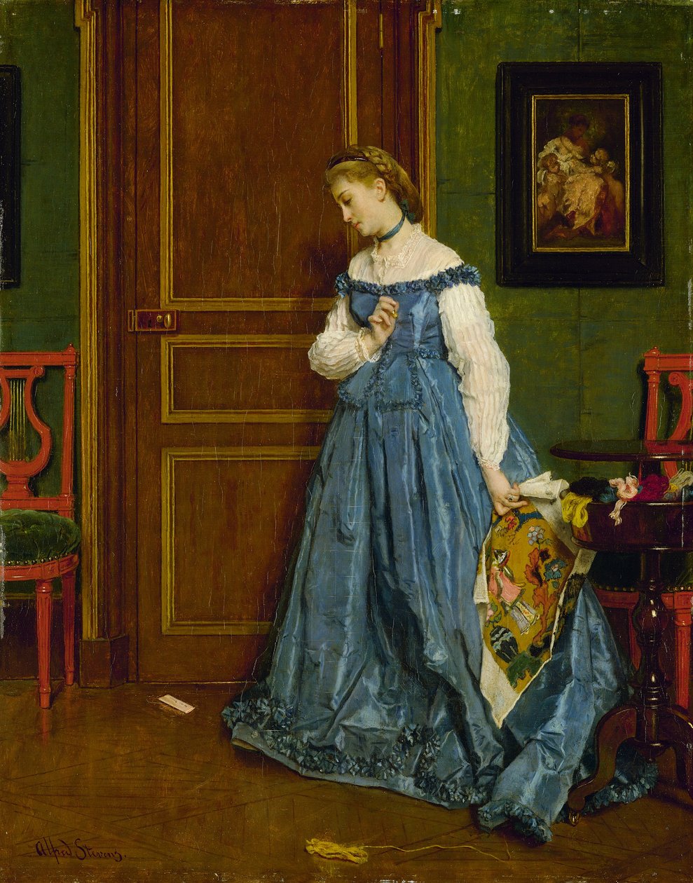 Nøling, muligens Madame Monteaux, ca. 1867 av Alfred Emile Stevens