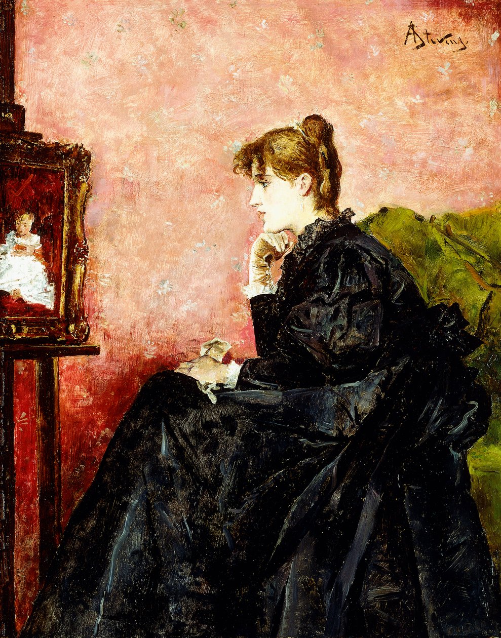 Dame i svart, av Alfred Emile Stevens