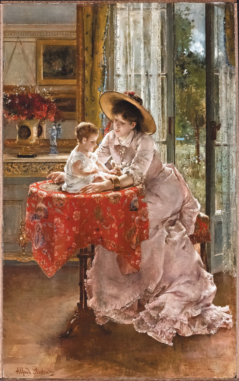 Den tilfredse mor, 1872 av Alfred Emile Stevens