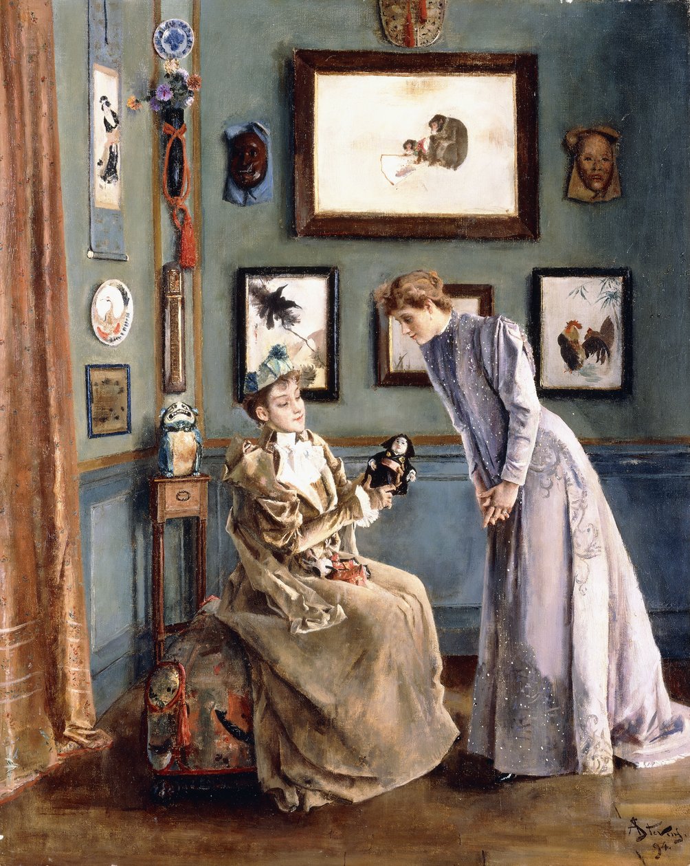 Kvinner med en japansk dukke, 1894 av Alfred Emile Stevens
