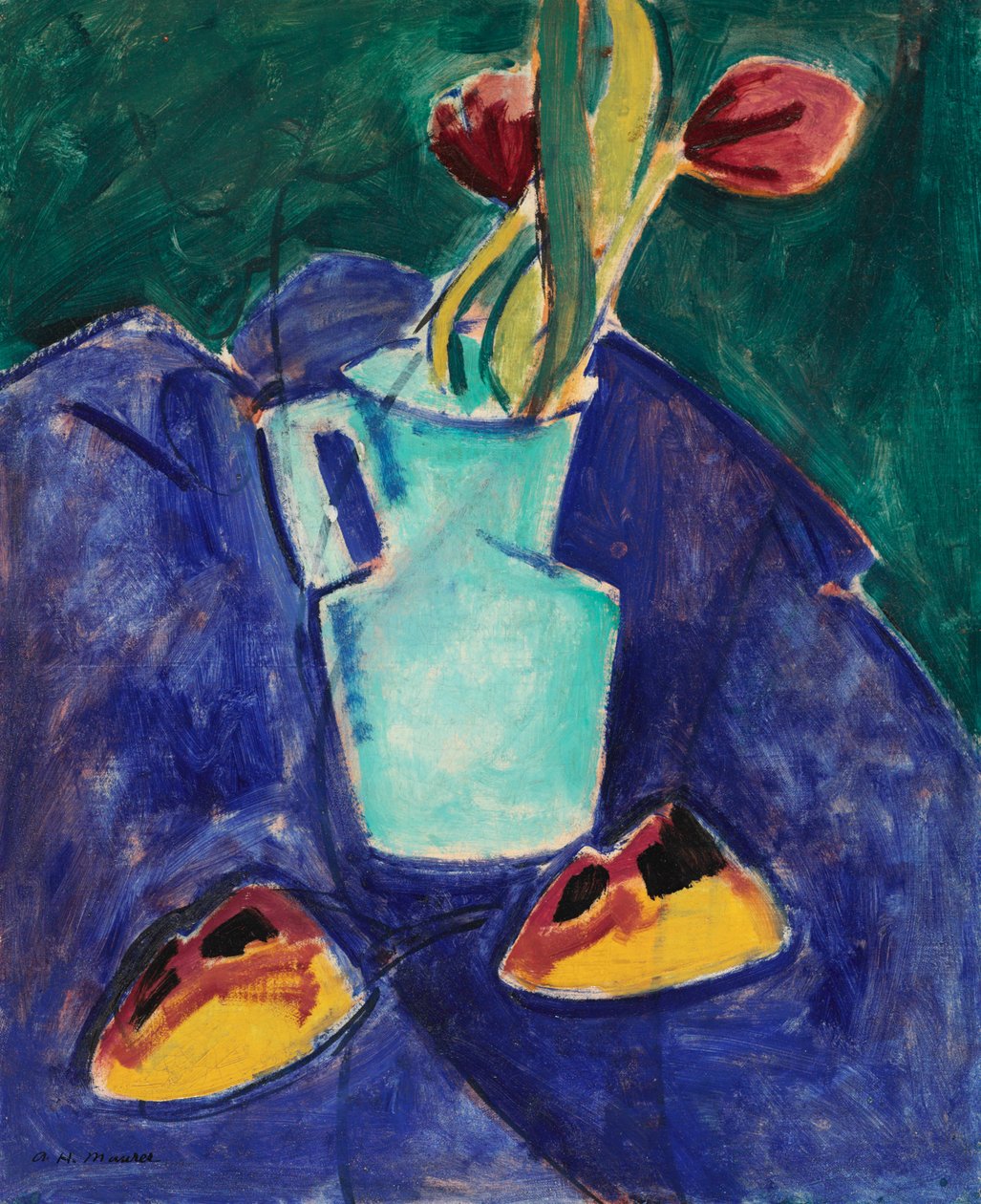 Tulipaner i en grønn vase av Alfred Henry Maurer