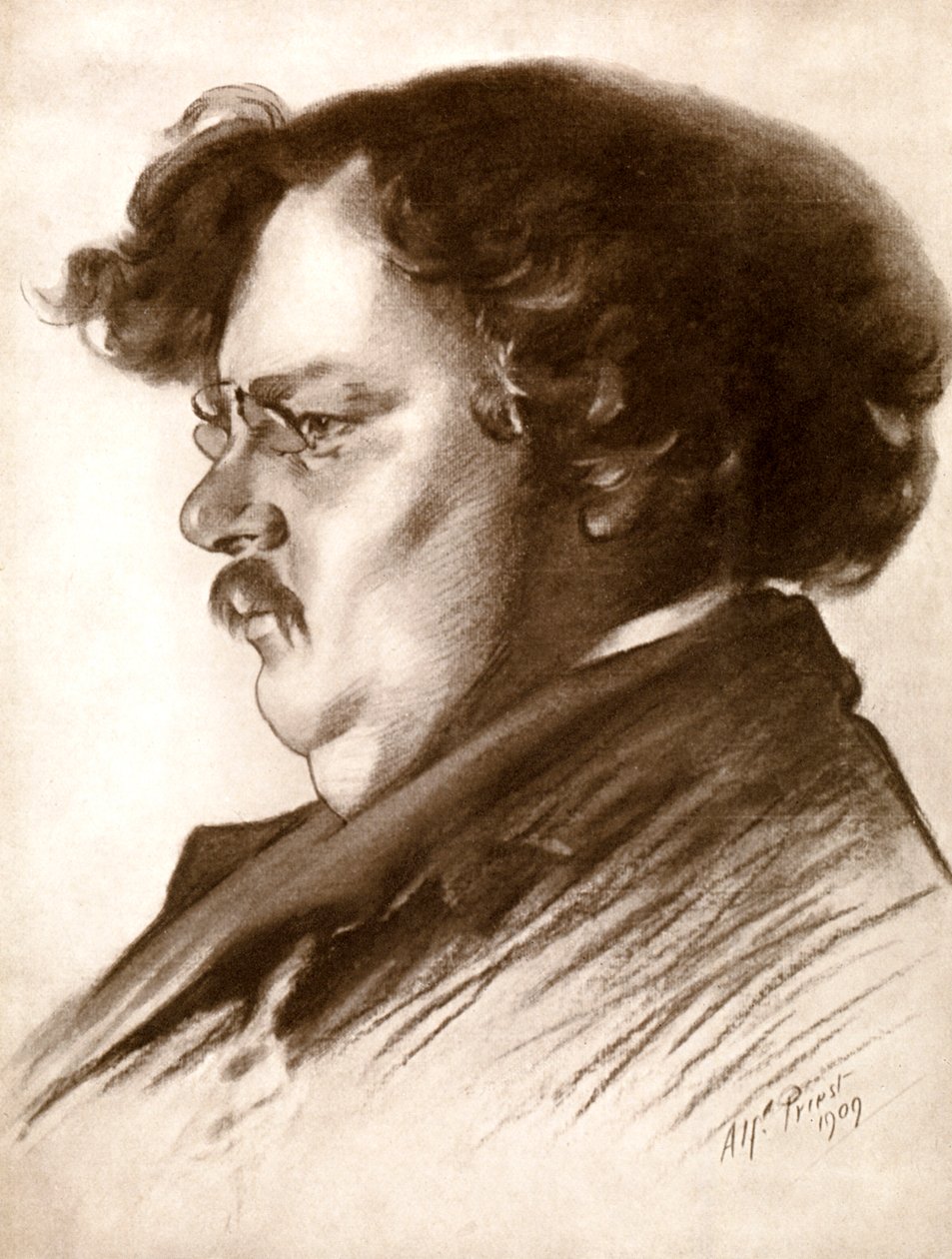 Gilbert Keith Chesterton, engelsk forfatter, 1909 1910. av Alfred Priest