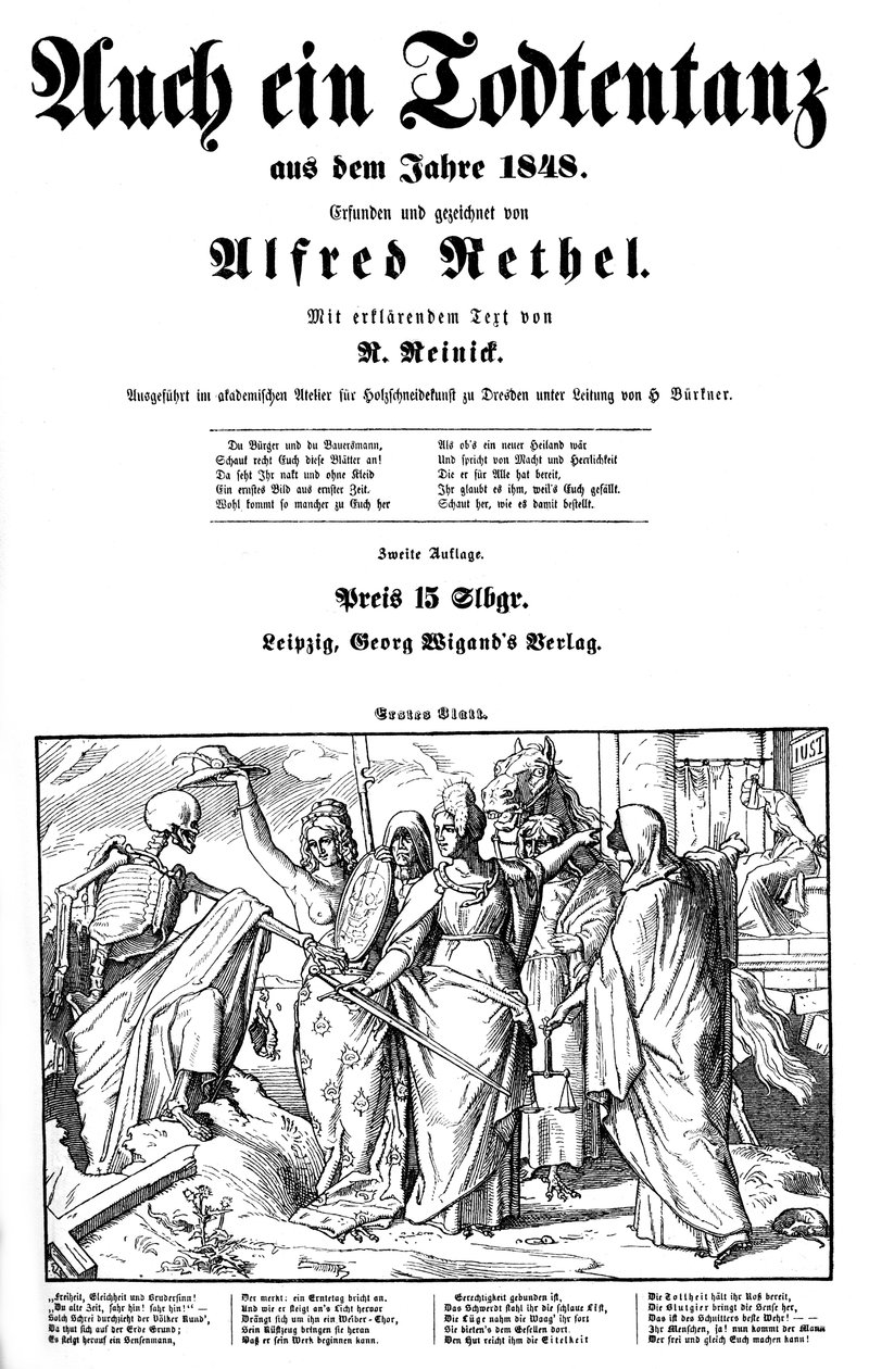 Totentanz 1848: Døden sendes til jorden av Alfred Rethel