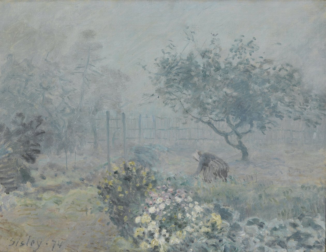 Tåke, naboer, 1874 av Alfred Sisley