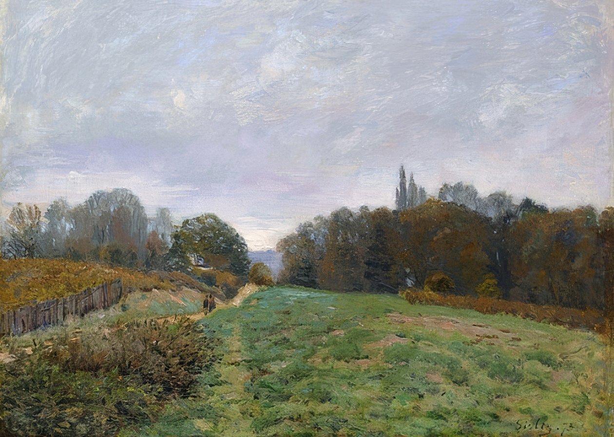 Landskap nær Louveciennes. 1873 av Alfred Sisley