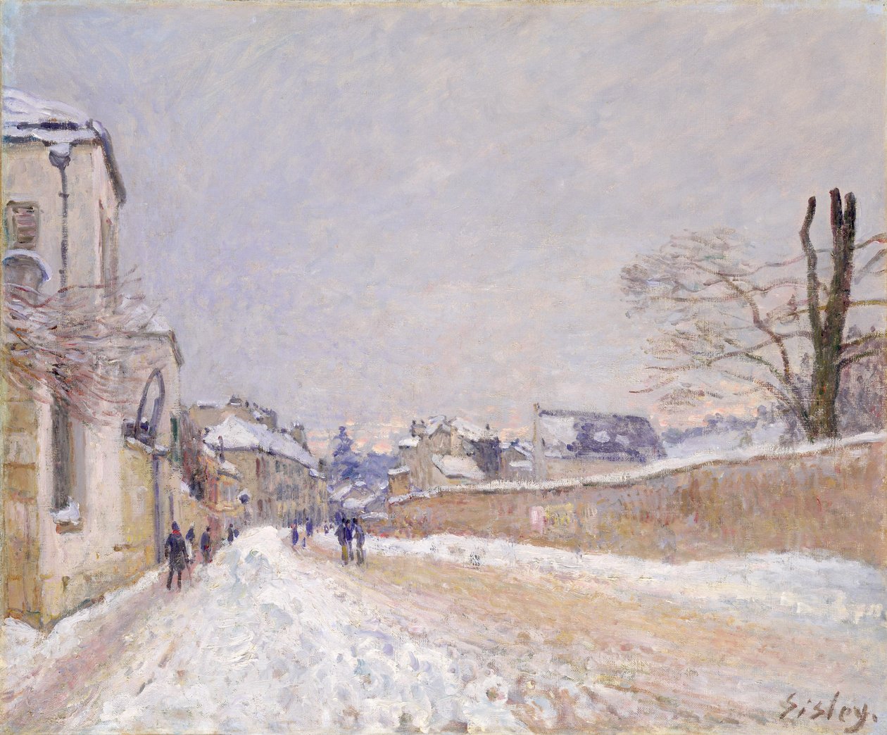 Rue Eugène Moussoir i Moret: Vinter av Alfred Sisley