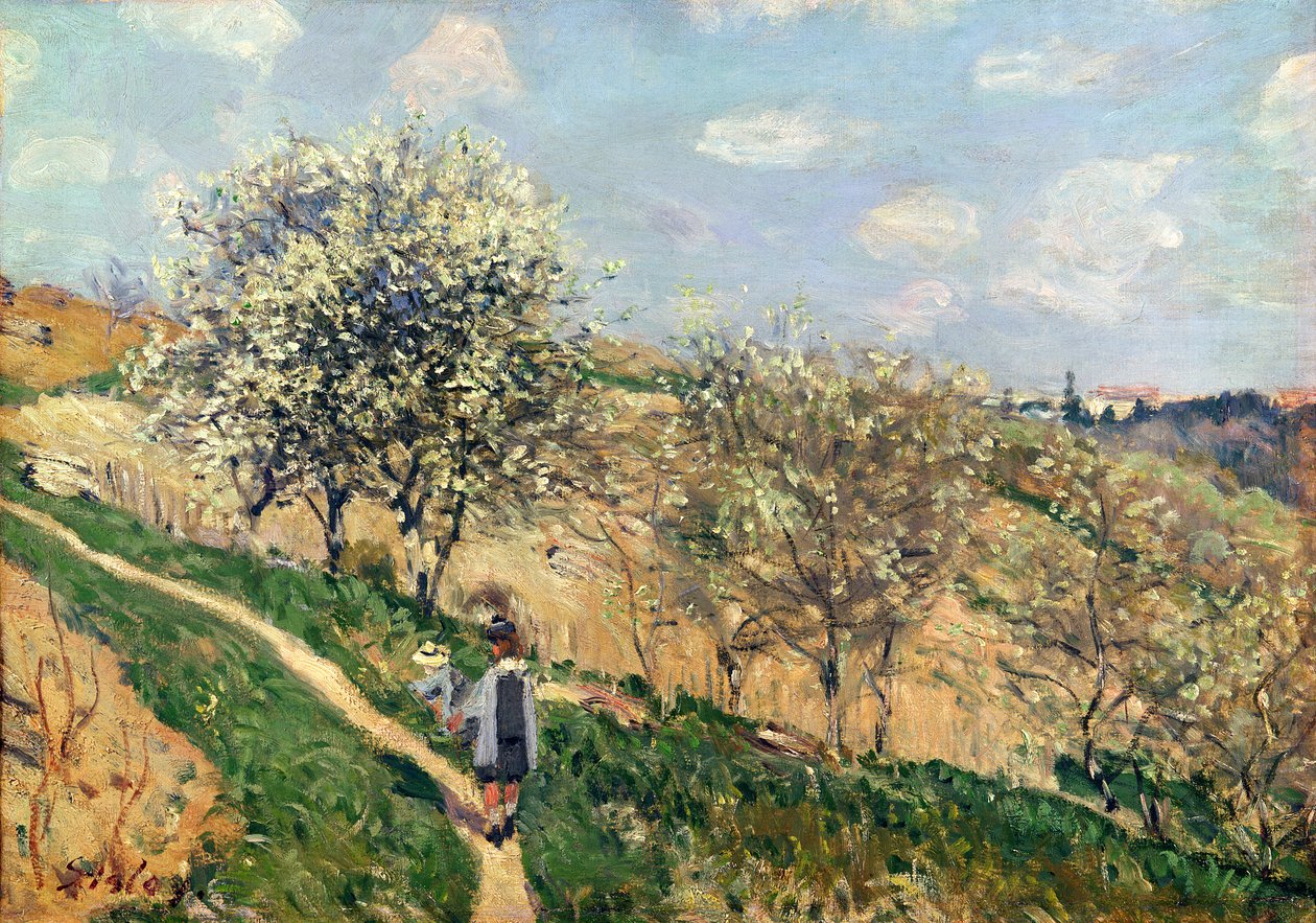 Vår på Bougival av Alfred Sisley