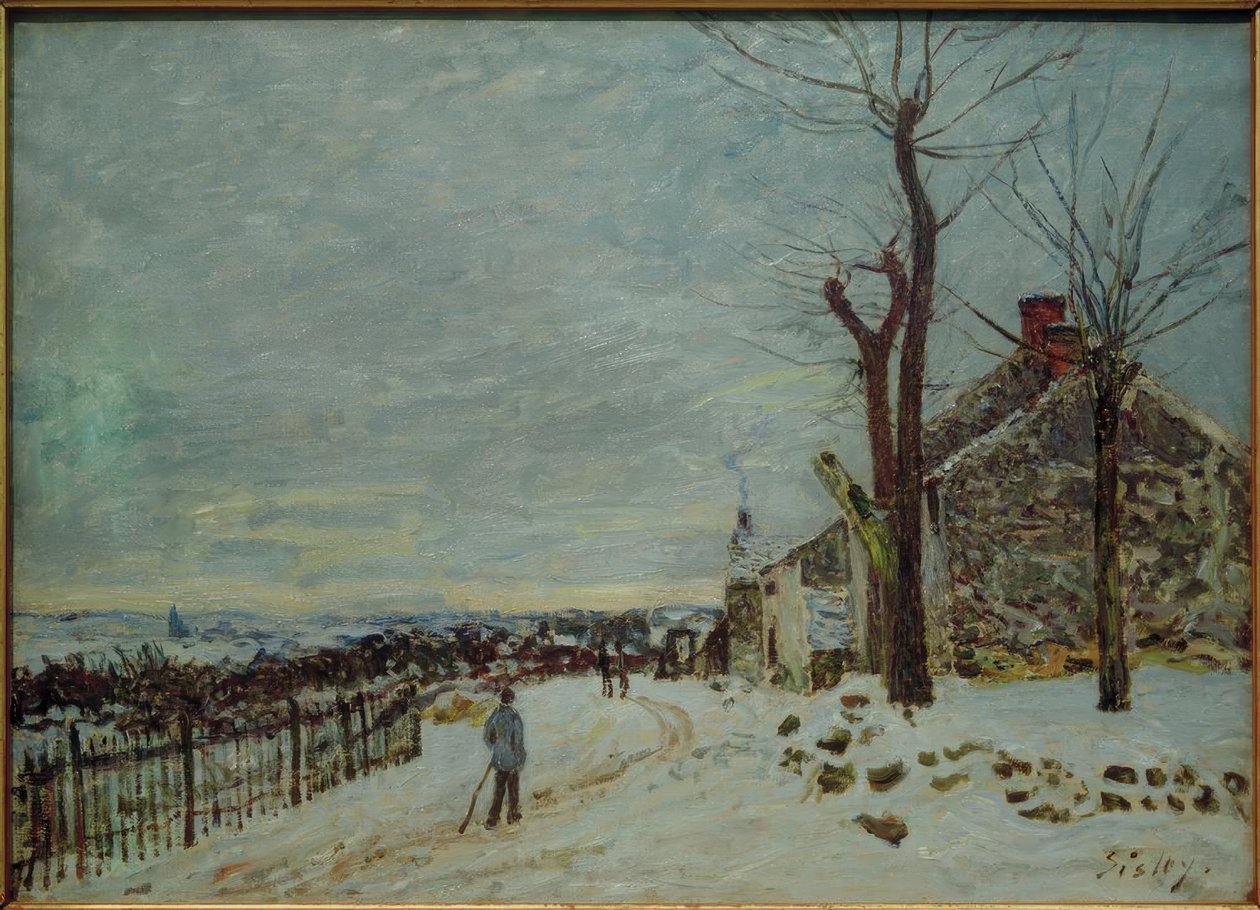 Snøvær ved Veneux-Nadon av Alfred Sisley