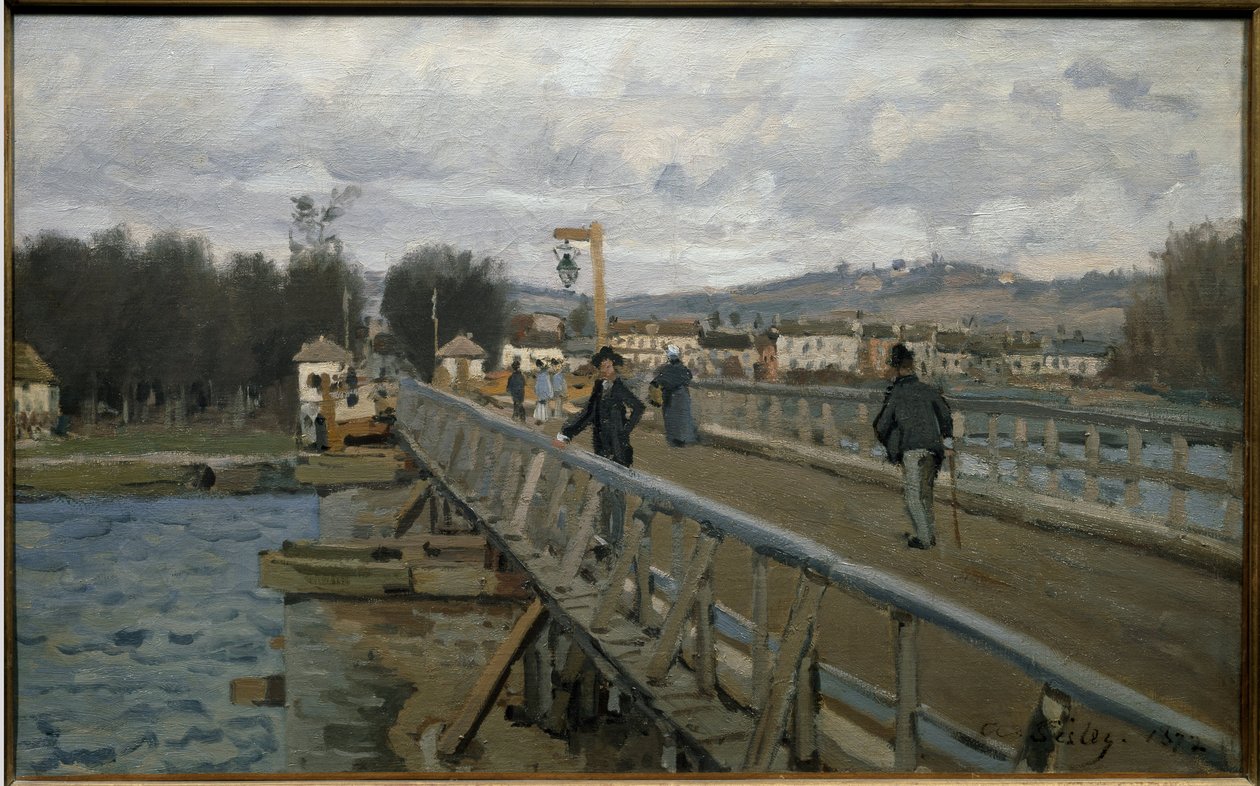 The Argenteuil Footbridge - olje på lerret av Alfred Sisley
