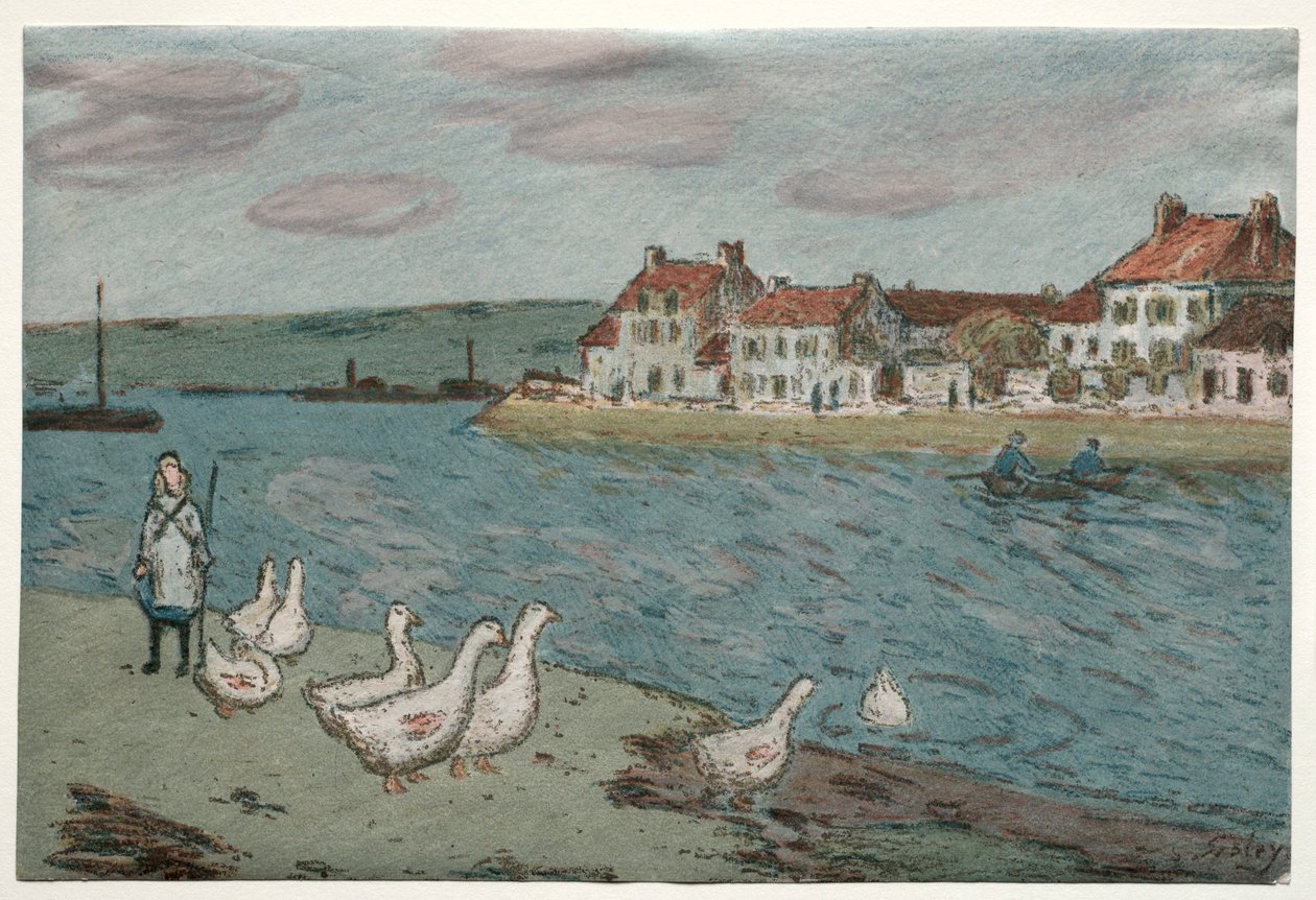 Elvebredden eller gjessene, 1897. av Alfred Sisley