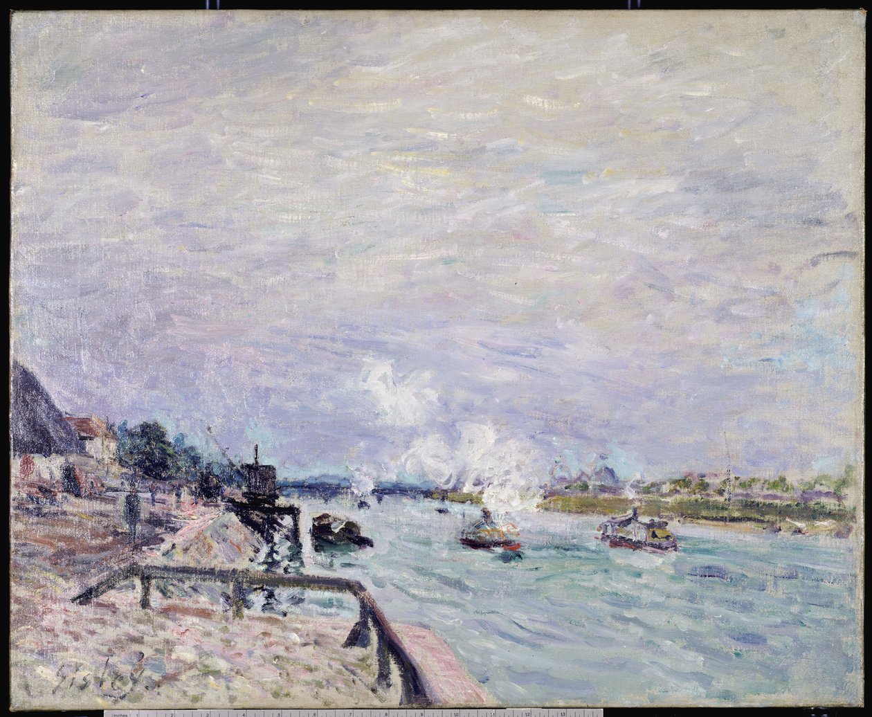 Seinen ved Grenelle, vått vær, 1878 av Alfred Sisley