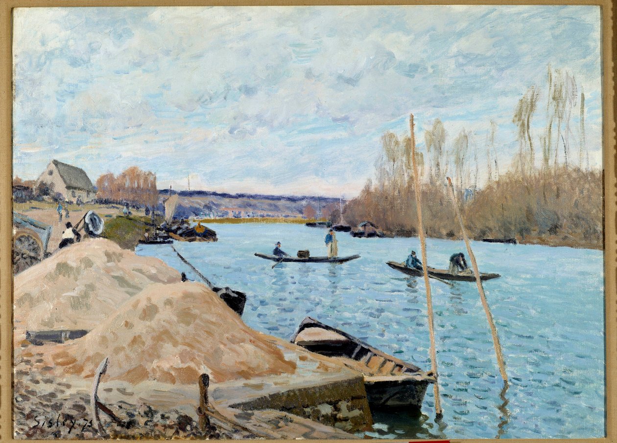 Seinen i Port, Marly, sandhaug av Alfred Sisley