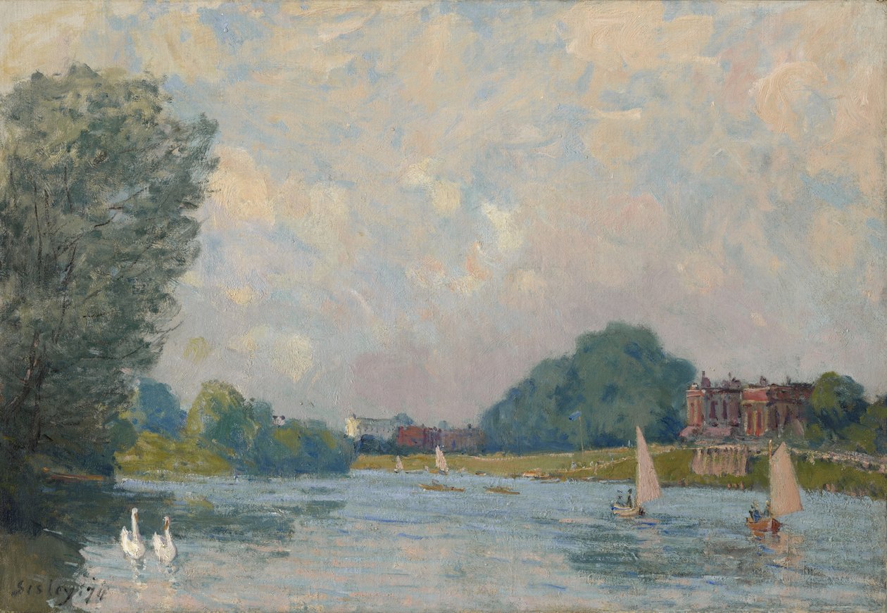 Themsen ved Hampton Court, 1874 av Alfred Sisley