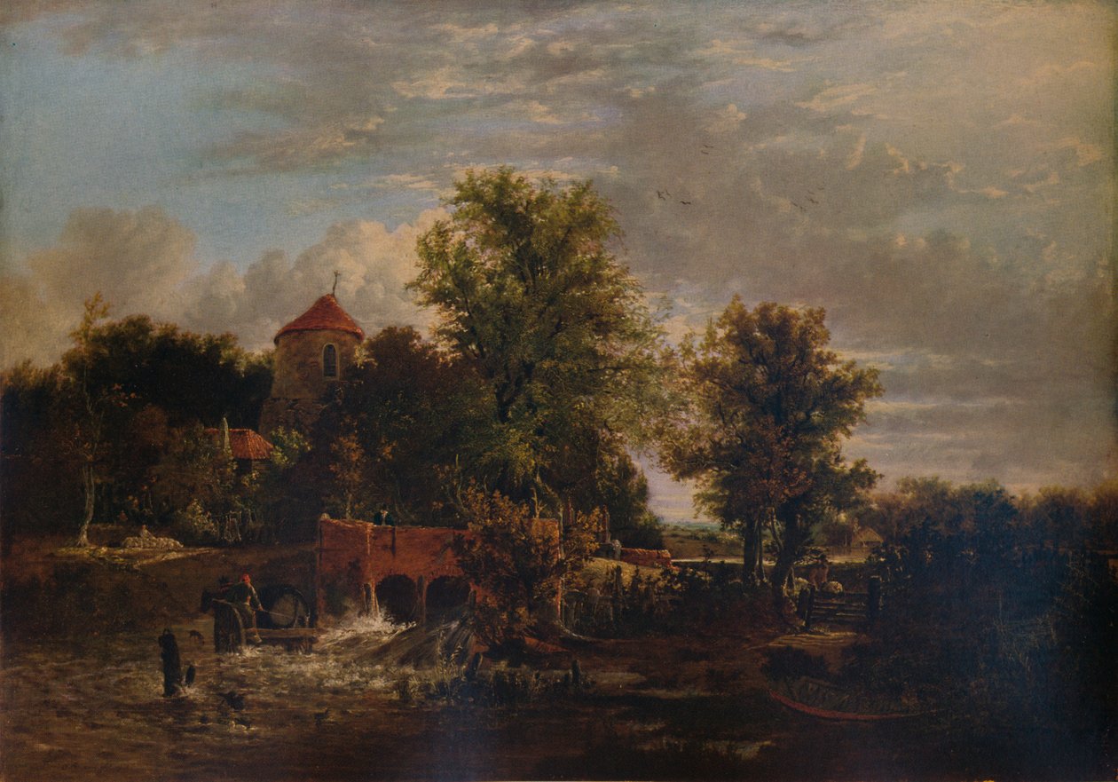Sluseporten ved elven Western, c1832 av Alfred Stannard
