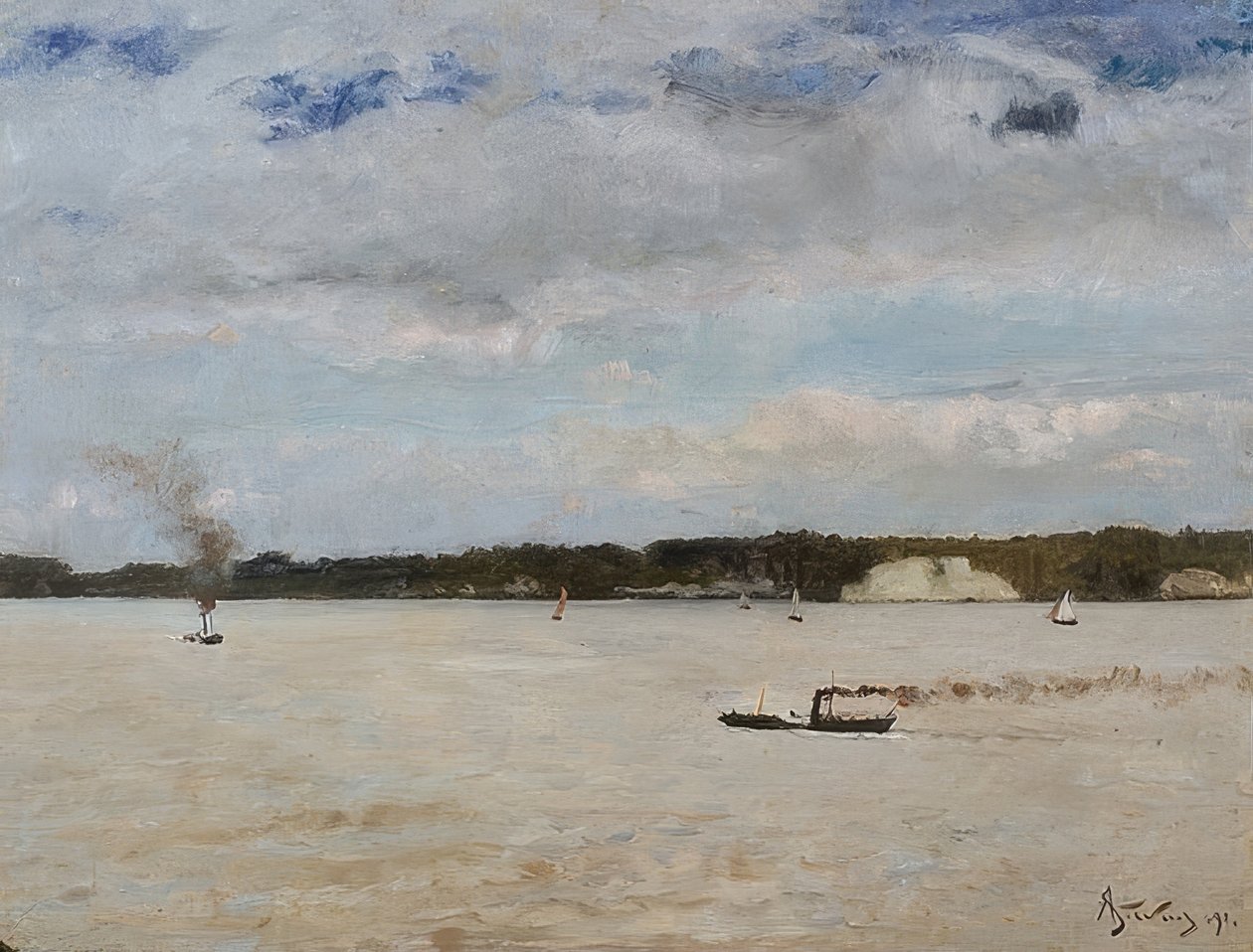 Honfleur Bay. 1891 av Alfred Emile Stevens